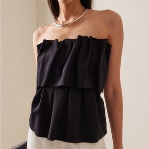 House of Dagmar Black Sculpted Blouse NWT